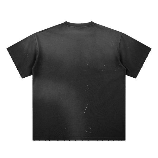 Cultura Hand-Frayed Sunfade Paint Splatter Tee