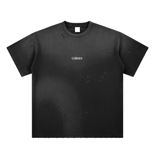 Cultura Hand-Frayed Sunfade Paint Splatter Tee